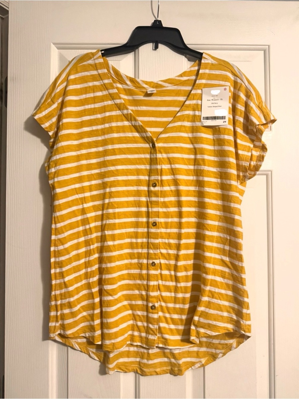 Old navy XL yellow/white stripes top